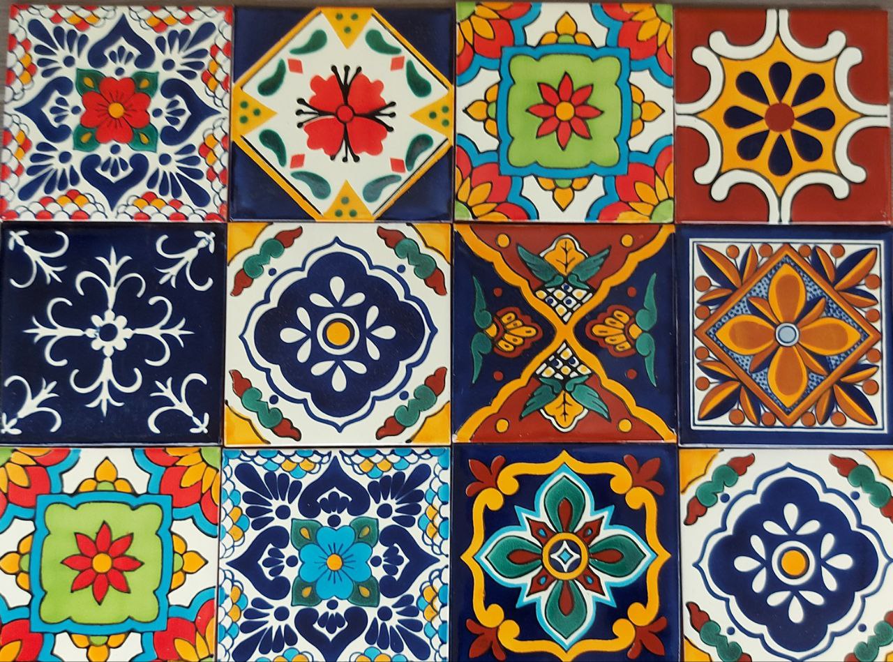 Azulejo De Talavera 10x10 Cm Diferentes Colores 20 Piezas Confeti - ENVIO GRATIS!